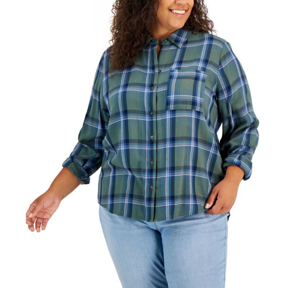 Style & Co Plus Size Plaid Perfect Shirt
